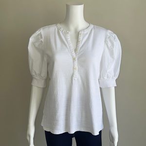 LOFT Puff Sleeve Mixed Media Tee